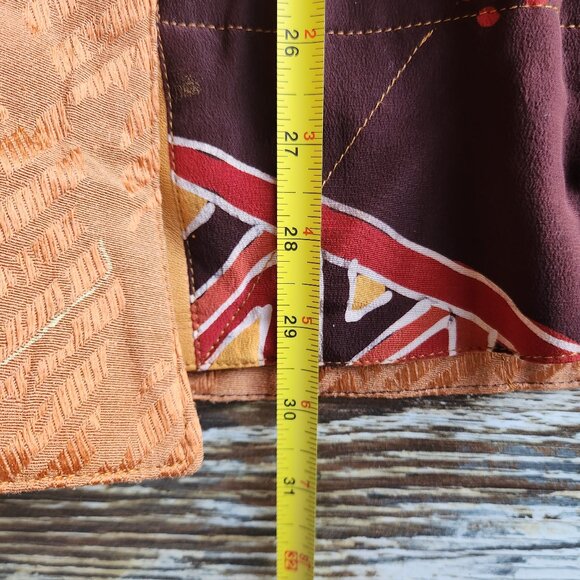 Vintage Nadya Bali Handmade Leather Batik Tribal Reversible Jacket Brown - Picture 13 of 16